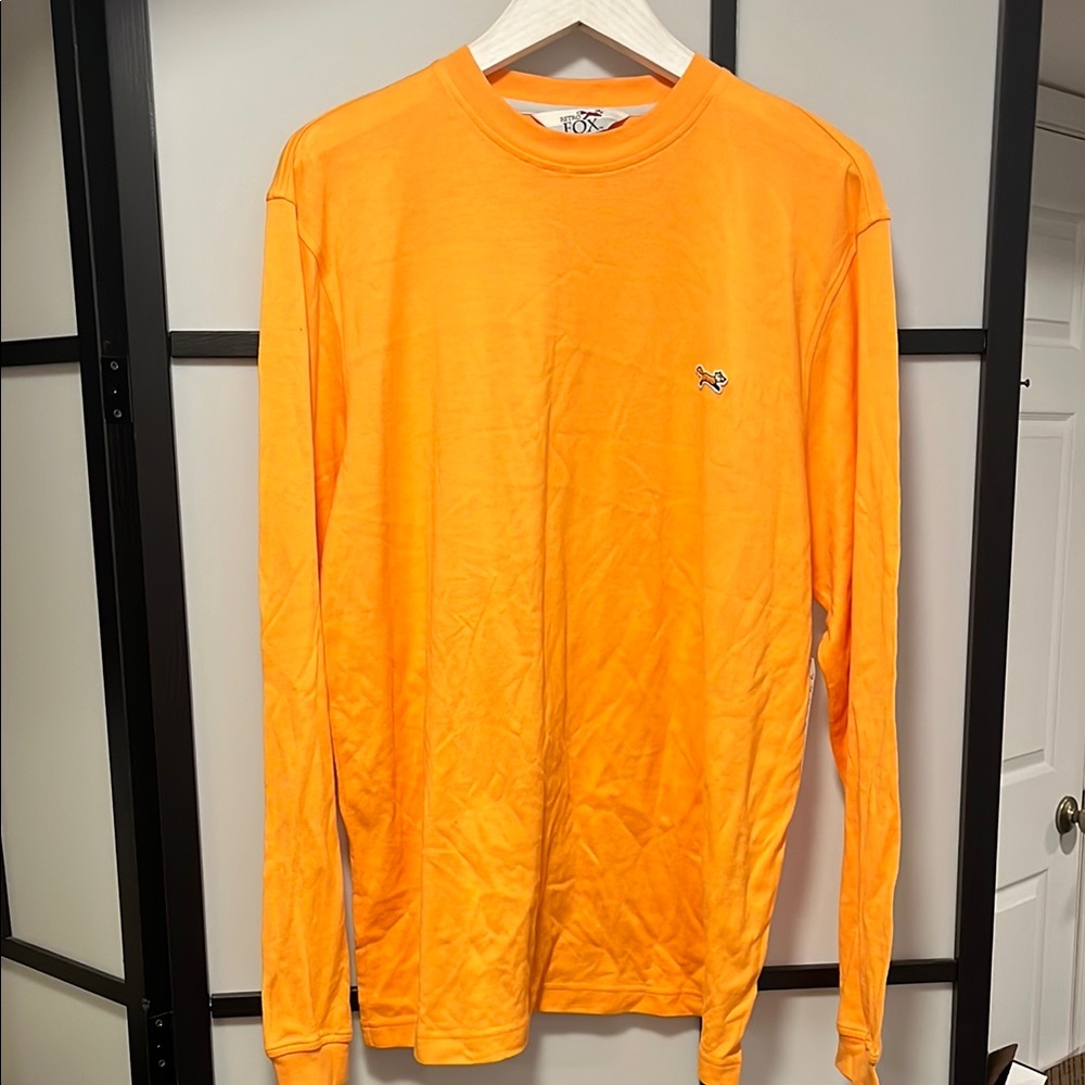 Retro Fox Orange Long Sleeve Tee Vibrant Casual Style Men's Size XL